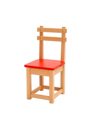 Scaun grădiniță Woody, bătuit și lacuit cu vopsele și lacuri netoxice pe bază de apă