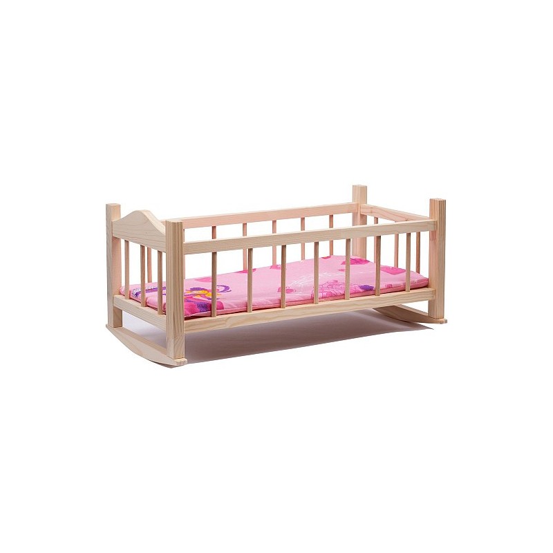 Puppenwiege aus Holz mit Matratze