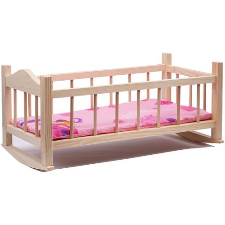 Puppenwiege aus Holz mit Matratze