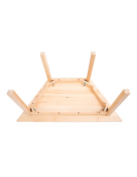 Masă grădiniță trapezoidală 120 x 60 cm, blat masă dln lemn masiv de fag