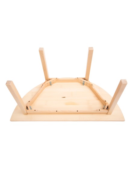 Masă grădiniță semirotundă 120 x 60 cm, blat masă dln lemn masiv de fag