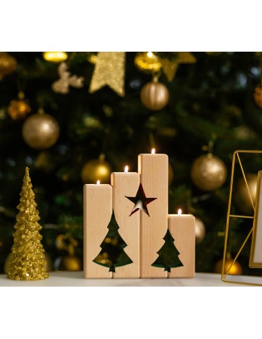 Suport lumânare de Crăciun, din lemn de fag