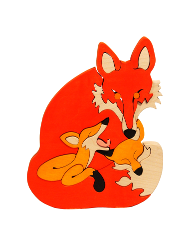 Fox family - Montessori 3D Puzzle, wooden,...