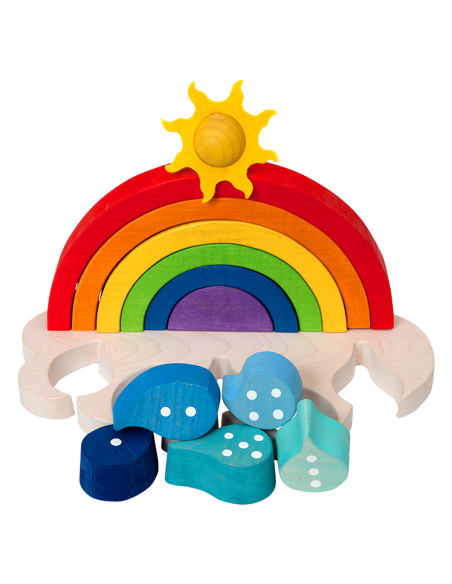 Regenbogen - Montessori 3D Puzzle, Holz, mehrfarbig, 27,5 x 15 cm, 13 Teile