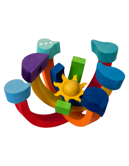Curcubeu - Puzzle 3D Montessori, lemn, multicolor, 27.5 x 15 cm, 13 piese