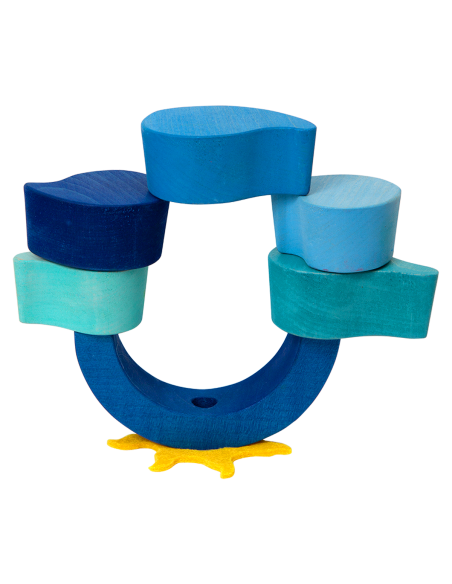 Curcubeu - Puzzle 3D Montessori, lemn, multicolor, 27.5 x 15 cm, 13 piese