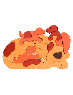 Hundefamilie - Montessori 3D Puzzle, Holz, mehrfarbig,...