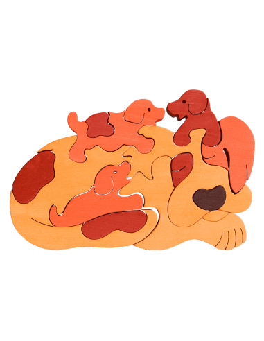 Hundefamilie - Montessori 3D Puzzle, Holz,...