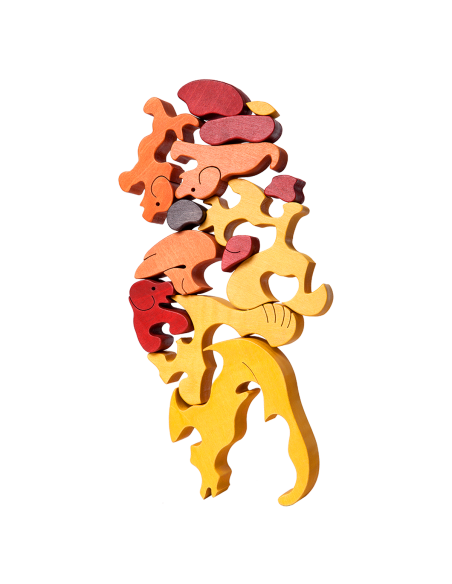 Hundefamilie - Montessori 3D Puzzle, Holz, mehrfarbig, 20,5 x 13,5 cm, 26 Teile