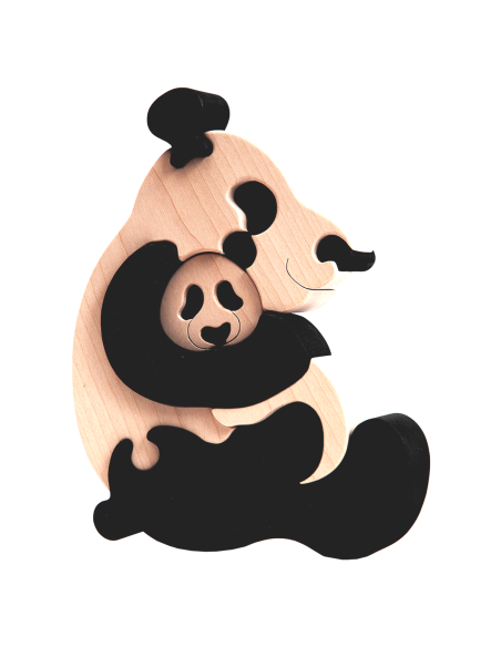 Pandabären - Montessori 3D Puzzle, Holz, mehrfarbig, 18 x 22,5 cm, 13 Teile