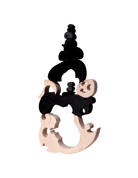 Panda bears - Montessori 3D Puzzle, wooden, multicolor, 18 x 22.5 cm, 13 pieces