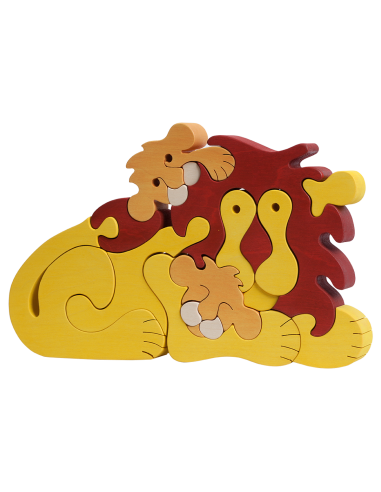 Lion Family - Montessori 3D Puzzle, wooden,...