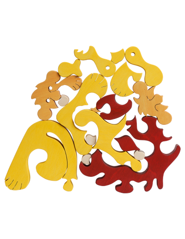 Lion Family - Montessori 3D Puzzle, wooden,...