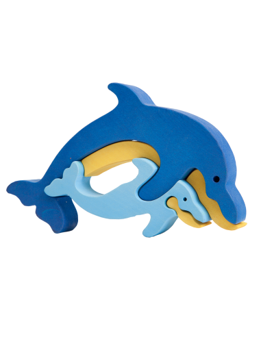Familie de delfini - Puzzle 3D Montessori,...