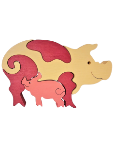 Familie von Ferkeln - Montessori 3D Puzzle, Holz,...