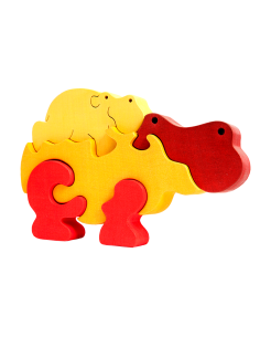 Familie von Nilpferden - Montessori 3D Puzzle, Holz,...