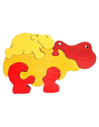 Familie de hipopotami - Puzzle 3D Montessori,...