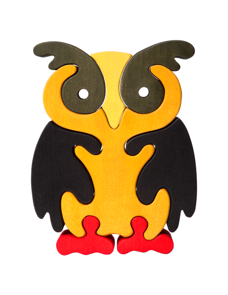 Owl - Montessori 3D Puzzle, wooden, multicolor, 12 x 16.5 cm, 8 Pieces