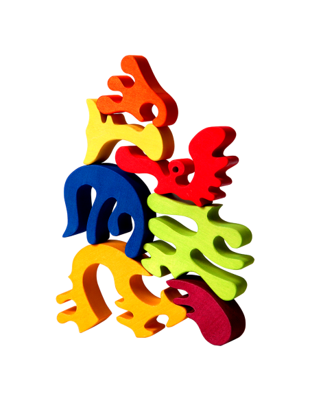 Hahn - Montessori 3D Puzzle, Holz, mehrfarbig, 16.5 x 20 cm, 8 Teile