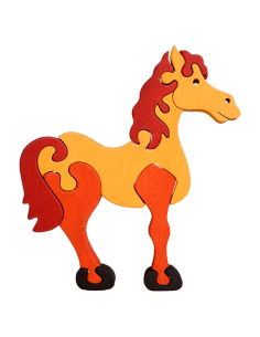 Pferd braun - Montessori 3D Puzzle, Holz, mehrfarbig, 18...