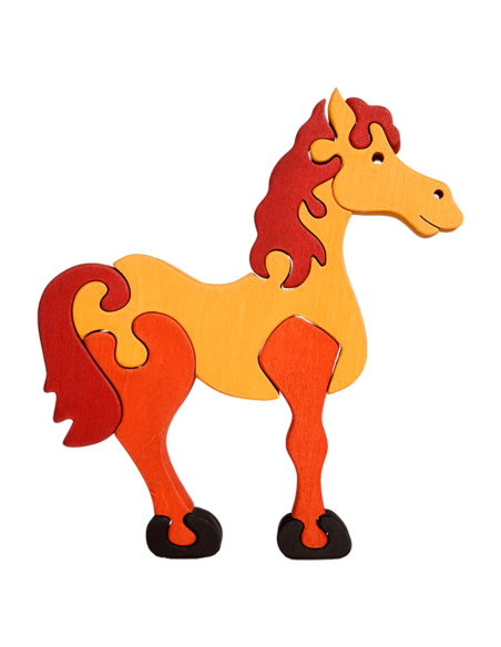 Brown Horse - Montessori 3D Puzzle, wooden, multicolor, 18 x 20 cm, 9 Pieces