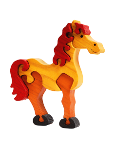 Pferd braun - Montessori 3D Puzzle, Holz, mehrfarbig, 18... 2