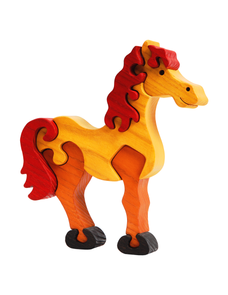 Brown Horse - Montessori 3D Puzzle, wooden, multicolor, 18 x 20 cm, 9 Pieces