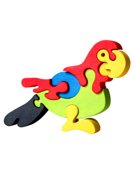 Parrot - Montessori 3D Puzzle, wooden, multicolor, 22 x 14 cm, 8 Pieces