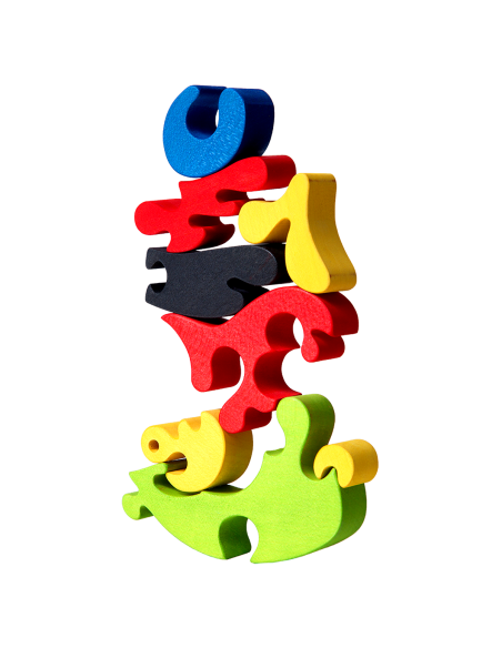 Parrot - Montessori 3D Puzzle, wooden, multicolor, 22 x 14 cm, 8 Pieces