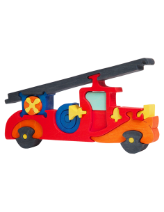 Feuerwehrwagen - Montessori 3D Puzzle, Holz, mehrfarbig,... 2