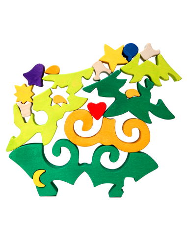 Brad de Crăciun - Puzzle 3D Montessori, lemn,...