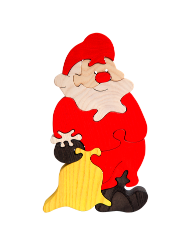 Moș Crăciun - Puzzle 3D Montessori, lemn,...