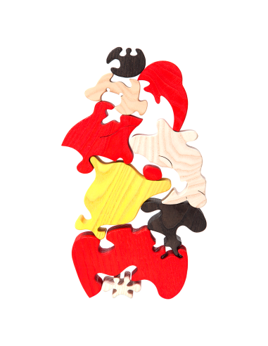 Moș Crăciun - Puzzle 3D Montessori, lemn,...