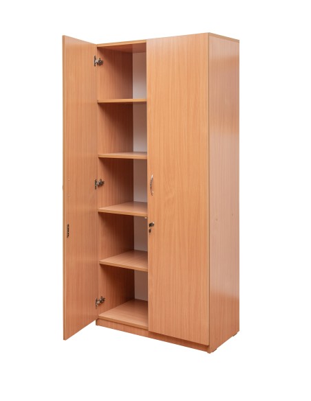 Office Cabinet, 2 Doors, 5 Compartments, Melamine Chipboard, 182x80x40 cm, Beech