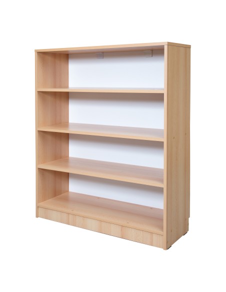 Dulap bibliotecă, 4 rafturi deschise, PAL melaminat, 120x100x35 cm, fag