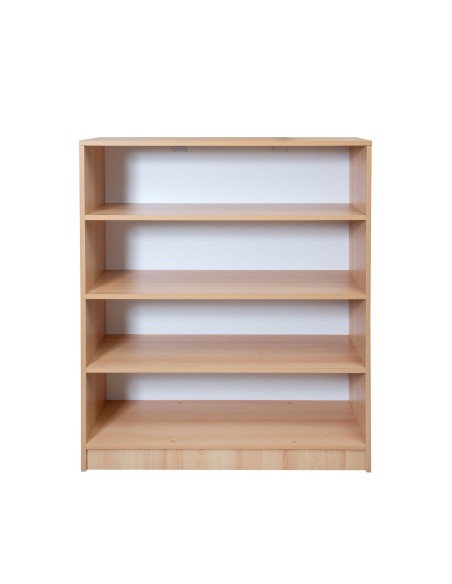Dulap bibliotecă, 4 rafturi deschise, PAL melaminat, 120x100x35 cm, fag