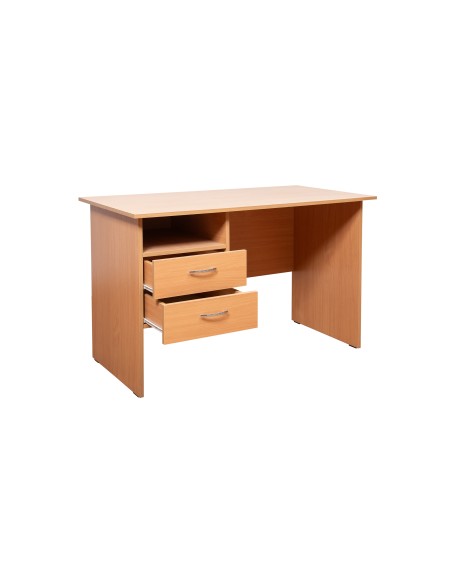 Office Desk, 2 Drawers, Melamine Chipboard, 120x75x60 cm, Beech