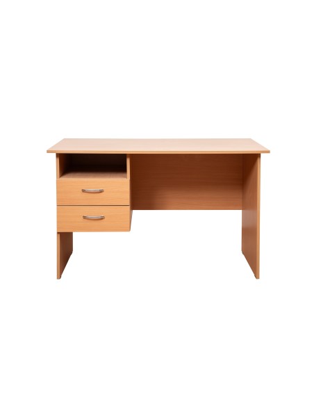 Lehrer Schreibtisch, 2 Schubladen,  Melamin-Spanplatte, 120x75x60 cm, Buche