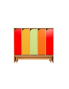 Kindergarten-Garderobenschrank, 5 farbige Türen,...