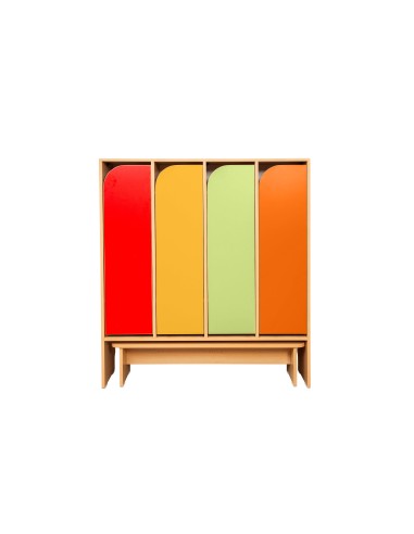 Kindergarten-Garderobenschrank, 4 farbige...