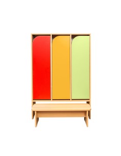 Kindergarten-Garderobenschrank, 3 farbige Türen,... 2